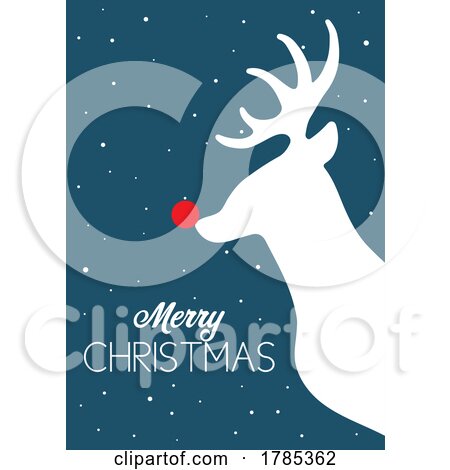 Christmas Card Design with Red Nosed Reindeer by KJ Pargeter