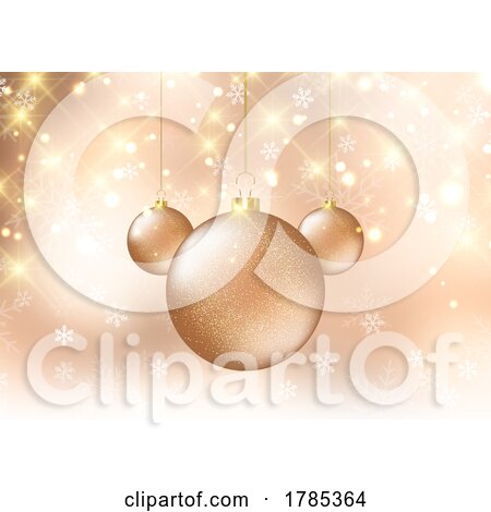 Christmas Background with Sparkly Hanging Baubles by KJ Pargeter