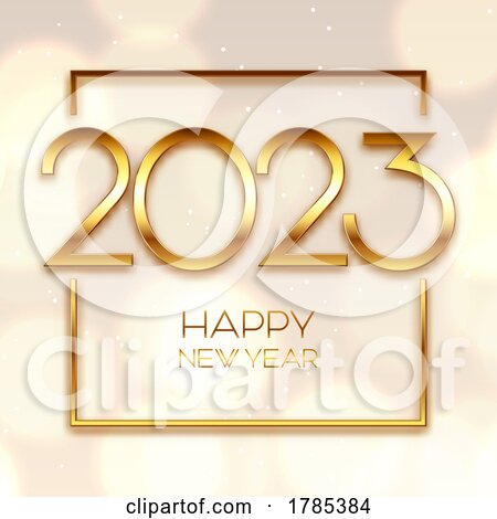 Golden Happy New Year Background with Bokeh Lights and Gold Numbers by KJ Pargeter