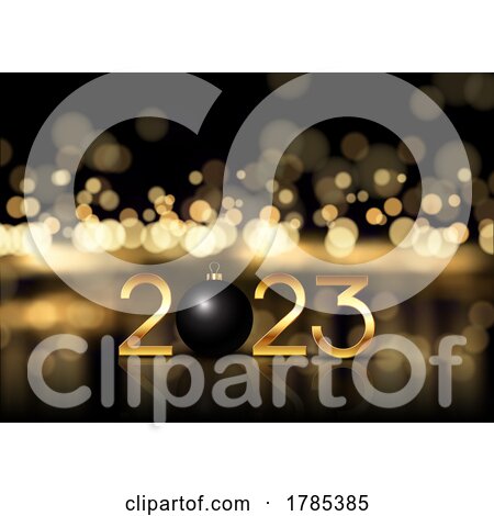 Happy New Year Background with Gold Bokeh Lights Design by KJ Pargeter