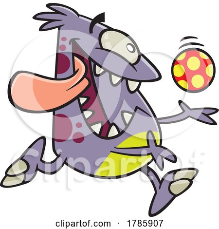 Clipart Cartoon Monster Playing with a Ball by toonaday