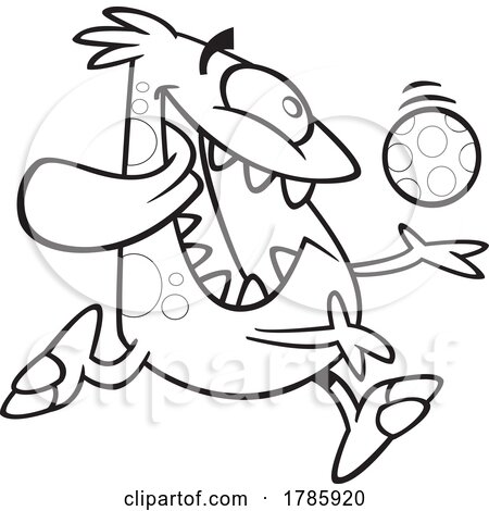 Clipart Cartoon Monster Playing with a Ball by toonaday