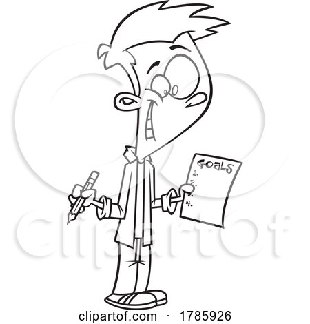 Clipart Cartoon Teen Boy Showing His Goals List by toonaday