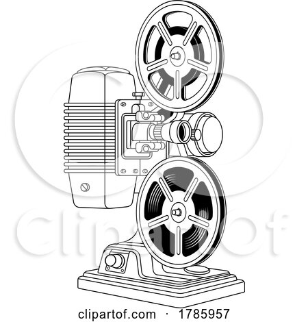 Vintage Black and White Movie Projector by Lal Perera