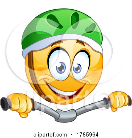 Cartoon Emoticon Wearing a Helmet and Riding a Bike Posters, Art Prints