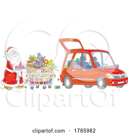 Santa Loading a Car Full of Groceries by Alex Bannykh