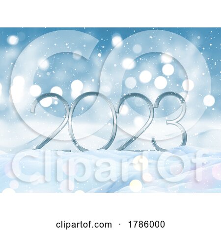 3D Happy New Year Background with Numbers Nestled in Snow by KJ Pargeter