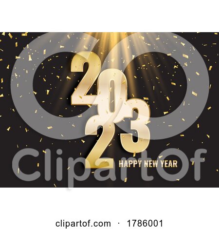 Happy New Year Background with Gold Confetti by KJ Pargeter