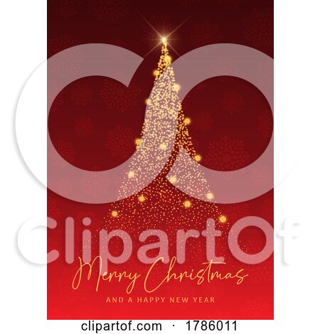 Christmas Card with Sparkling Tree Design by KJ Pargeter
