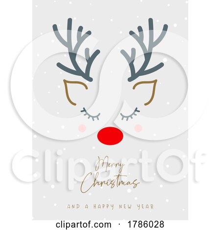 Christmas Background with Cute Reindeer Face by KJ Pargeter