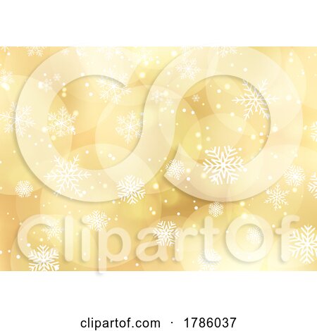 Gold Bokeh and Snowflake Background by KJ Pargeter