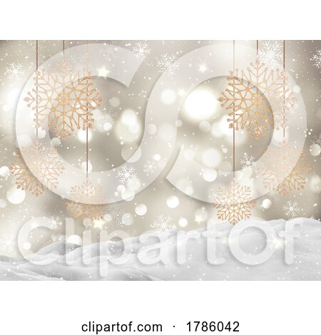 Glittery Christmas Snowflakes on a Festive Background by KJ Pargeter