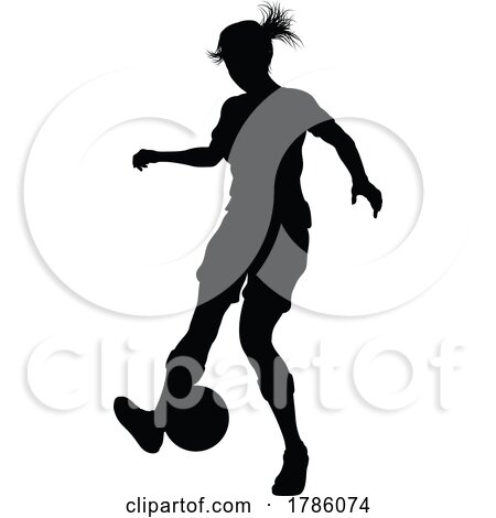 Female Soccer Football Player Woman Silhouette by AtStockIllustration