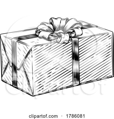 Christmas Gift Birthday Vintage Present Box Bow by AtStockIllustration