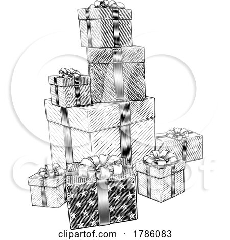 Christmas Gifts Birthday Presents Boxes Pile Stack by AtStockIllustration