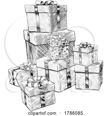 Christmas Gifts Birthday Presents Boxes Pile Stack by AtStockIllustration