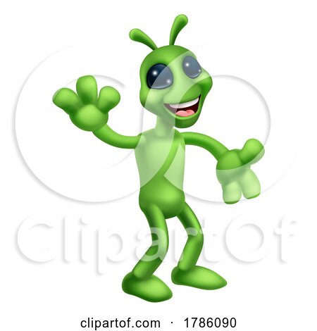 Alien Cute Little Green Man Martian Cartoon Mascot by AtStockIllustration