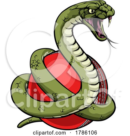 Snake Cricket Ball Animal Sports Team Mascot by AtStockIllustration