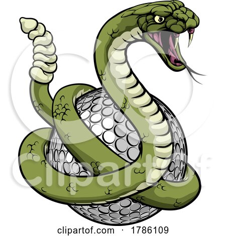 Rattlesnake Golf Ball Sports Team Cartoon Mascot by AtStockIllustration