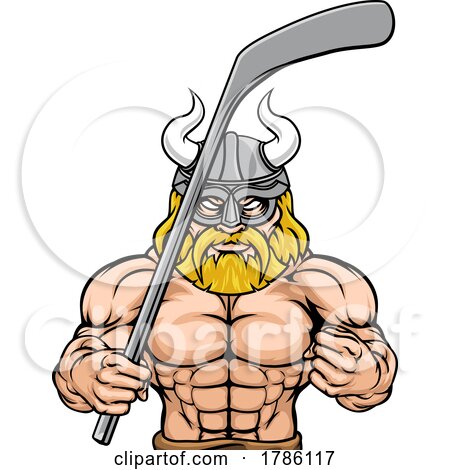 Viking Man Ice Hockey Sports Team Mascot by AtStockIllustration