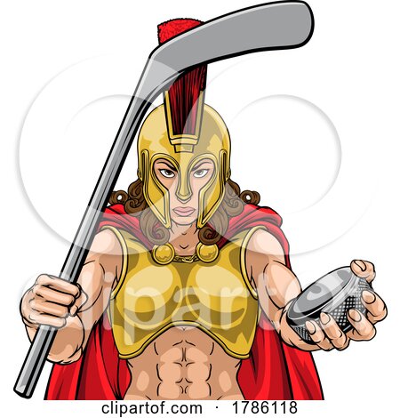 Spartan Trojan Woman Ice Hockey Team Sports Mascot by AtStockIllustration