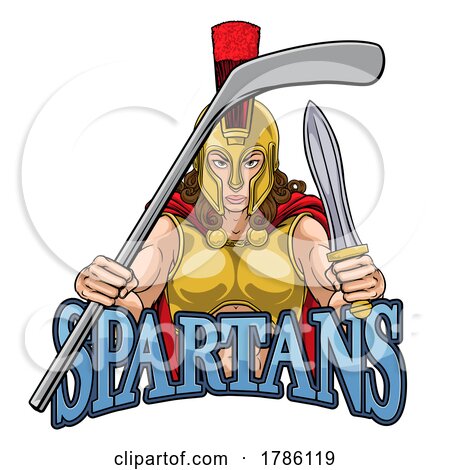 Spartan Woman Ice Hockey Sports Team Mascot by AtStockIllustration