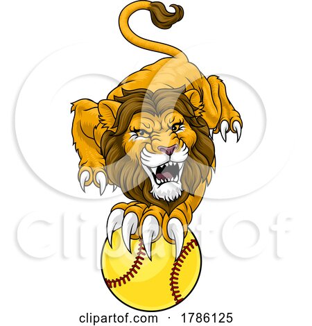 Lion Softball Animal Sports Team Mascot by AtStockIllustration