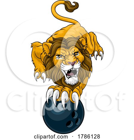 Lion Bowling Ball Animal Sports Team Mascot by AtStockIllustration