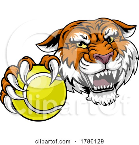 Tiger Tennis Ball Animal Sports Team Mascot by AtStockIllustration