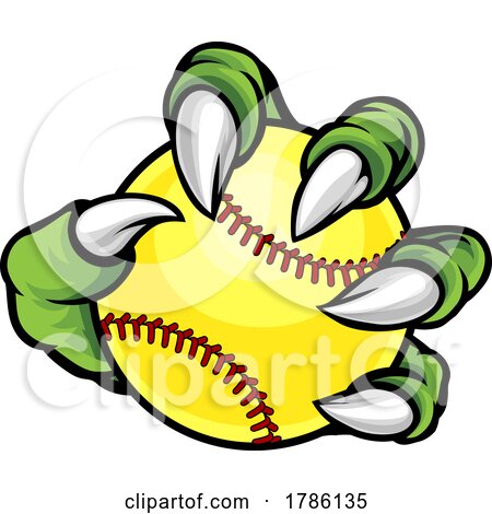 Claw Monster Talons Hand Holding Softball Ball by AtStockIllustration