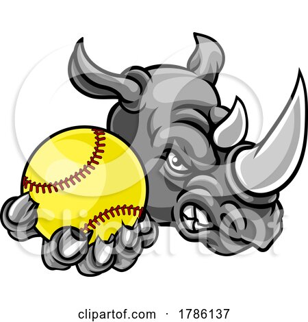 Rhino Softball Animal Sports Team Mascot by AtStockIllustration