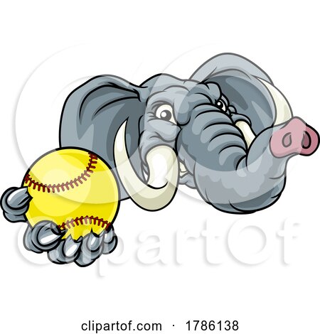 Elephant Softball Animal Sports Team Mascot by AtStockIllustration
