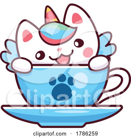 Unicorn Kitten in a Tea Cup by Vector Tradition SM