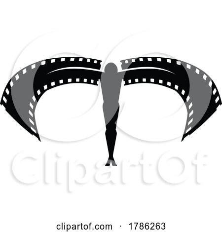 Silhouetted Male Angel with Filmstrip Wings by Vector Tradition SM