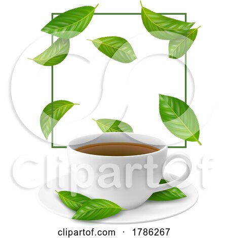 Cup of Tea with Green Leaves by Vector Tradition SM