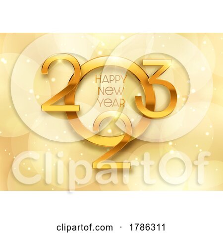 Golden Happy New Year Background with Bokeh Lights by KJ Pargeter