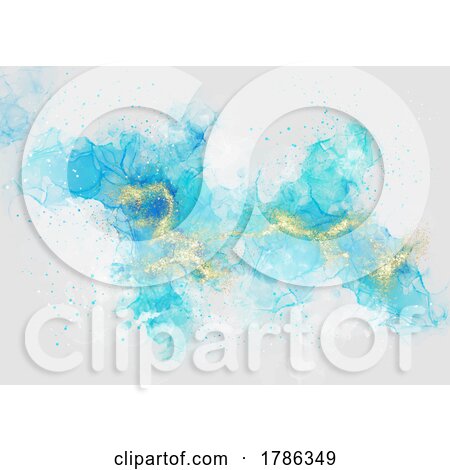 Hand Painted Pastel Coloured Alcohol Ink Background with Gold Glitter by KJ Pargeter