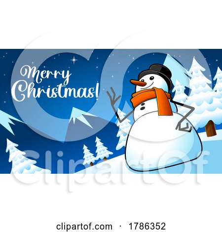 Cartoon Snowman with a Merry Christmas Greeting by Hit Toon