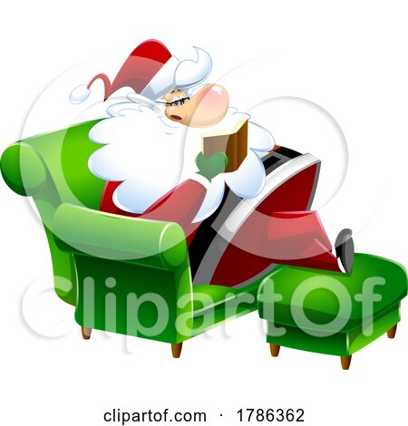Cartoon Christmas Santa Claus Reading in a Chair by Hit Toon