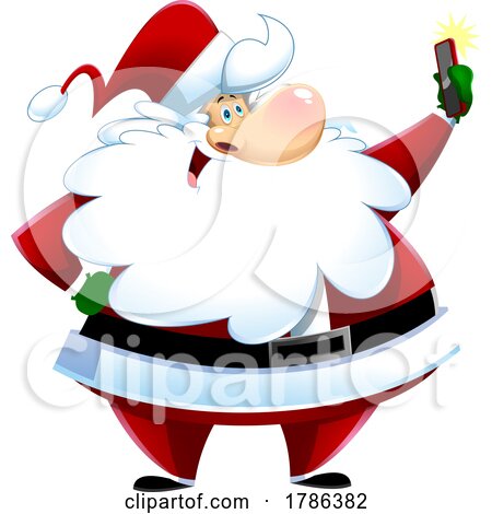 Cartoon Christmas Santa Claus Taking a Selfie by Hit Toon