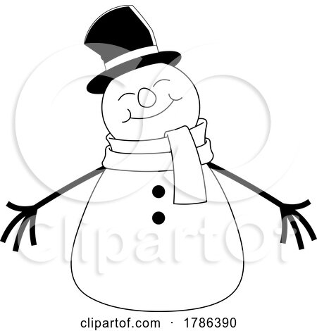 Cartoon Black and White Snowman with Open Arms by Hit Toon