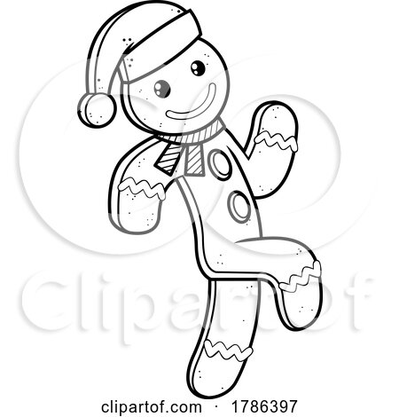 Cartoon Black and White Gingerbread Man by Hit Toon