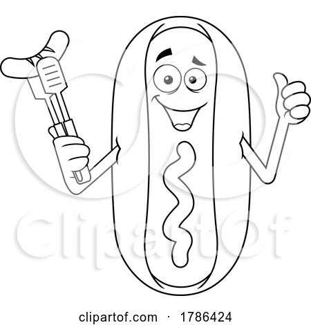Cartoon Black and White Hot Dog Mascot Giving a Thumb up by Hit Toon