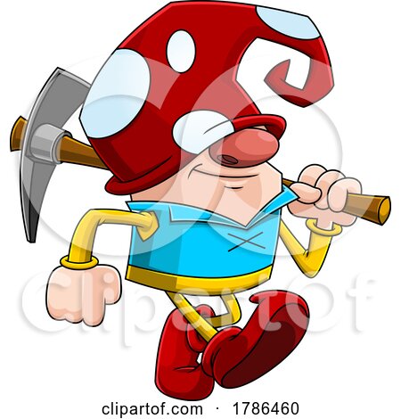 Cartoon Miner Gnome Carrying a Pickaxe by Hit Toon