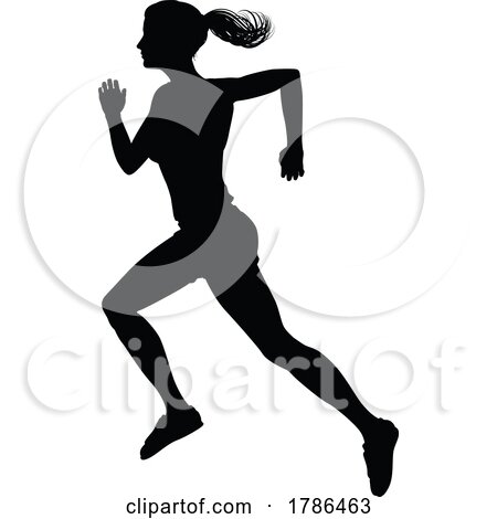 Silhouette Runner Woman Sprinter or Jogger Person by AtStockIllustration
