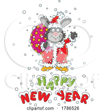 Santa Rabbit over a Happy New Year Greeting by Alex Bannykh