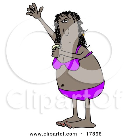 Clipart Illustration of a Middle Aged African American Woman In Her Underwear, Holding Her Arm Up To Apply Deodorant by djart