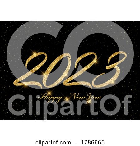 Glittery Gold Happy New Year Background by KJ Pargeter