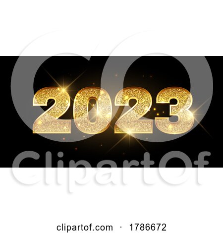 Glittery Gold Happy New Year Banner Design by KJ Pargeter