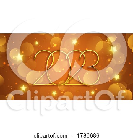 Happy New Year Banner with Golden Stars Design by KJ Pargeter